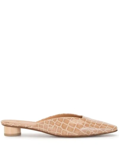 Shop Loq Carmen Crocodile-effect Mules In Brown