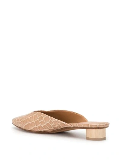 Shop Loq Carmen Crocodile-effect Mules In Brown