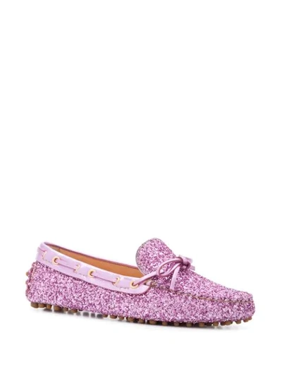 Shop Car Shoe Glitter Driving Loafers In Pink