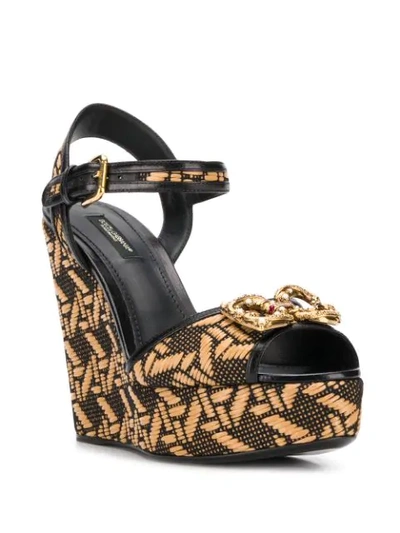 Shop Dolce & Gabbana Dg Amore Braided Wedge Sandals In Neutrals