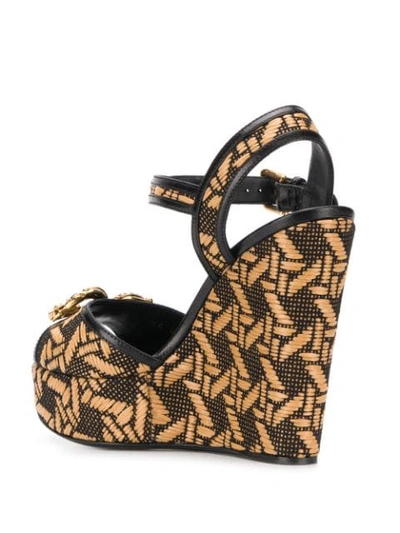 Shop Dolce & Gabbana Dg Amore Braided Wedge Sandals In Neutrals