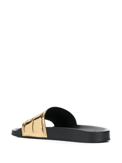 Shop Versace Gv Signature Slides In Gold