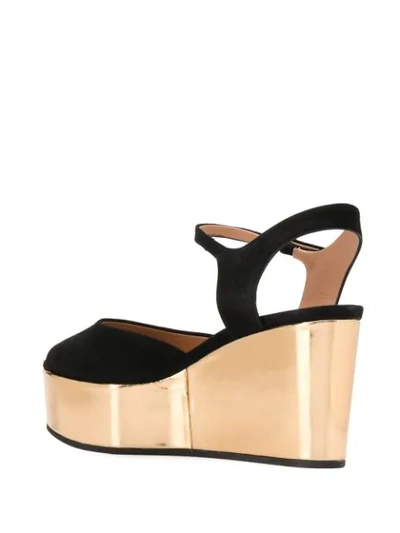 Shop Marni Metallic Sole Wedge Sandals In Black