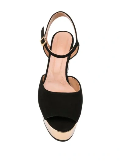 Shop Marni Metallic Sole Wedge Sandals In Black