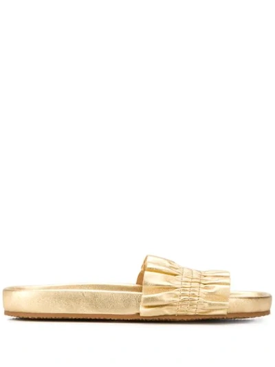 Shop Ulla Johnson Rex Slip-on Slides In Gold