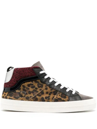 Shop Date Leopard High-top Sneakers In Grey