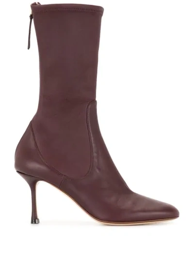 Shop Francesco Russo Calf-length Leather Boots In Red