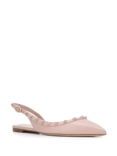 Shop Valentino Rockstud Ballerina Shoes In Neutrals