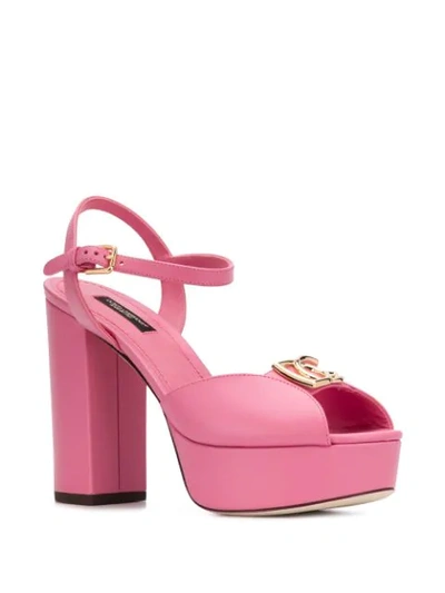 Shop Dolce & Gabbana Logo Plaque Platform Sandals In Pink