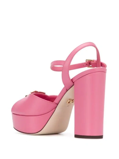 Shop Dolce & Gabbana Logo Plaque Platform Sandals In Pink