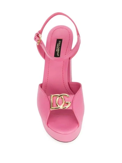 Shop Dolce & Gabbana Logo Plaque Platform Sandals In Pink