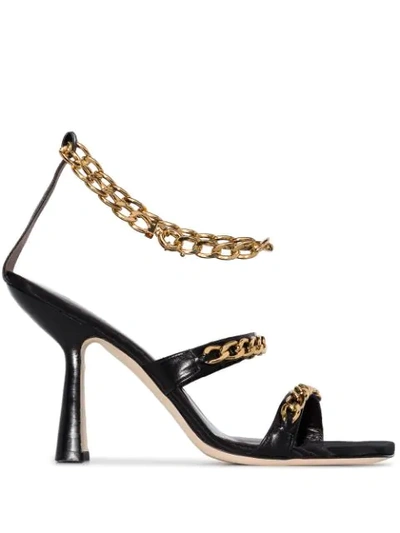Shop By Far Gina 90 Chain Sandals In Black