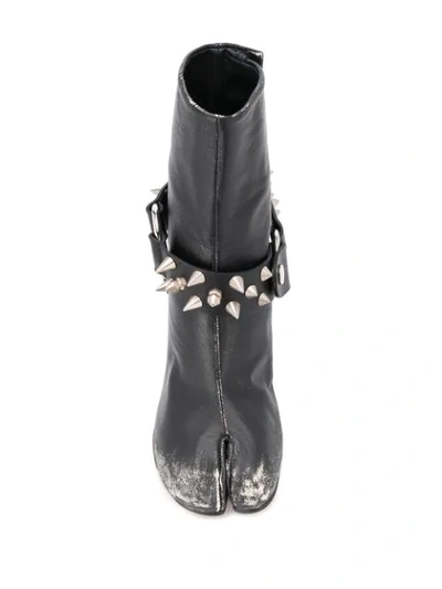 Shop Maison Margiela Studded Tabi Ankle Boots In Black