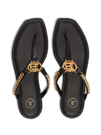 Shop Balmain B Emblem Chain Sandals In Black