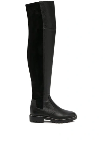 Shop Tory Burch Knee-length Elasticated Panel Boots In Black