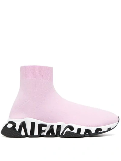 Shop Balenciaga Speed Graffiti Sock Sneakers In Pink