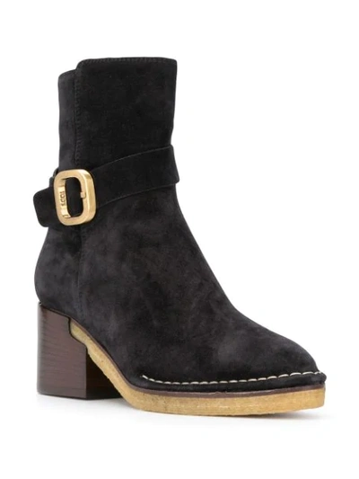Tod's Buckle-strap Suede Ankle Boots In Black
