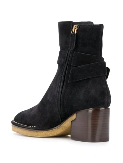Tod's Buckle-strap Suede Ankle Boots In Black