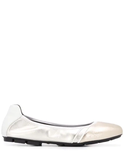 Shop Hogan Metallic-print Ballerinas In Silver