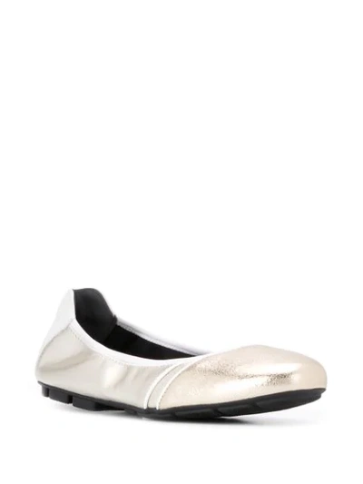 Shop Hogan Metallic-print Ballerinas In Silver