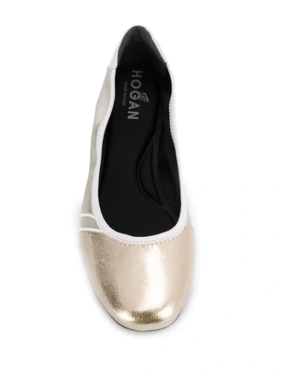 Shop Hogan Metallic-print Ballerinas In Silver