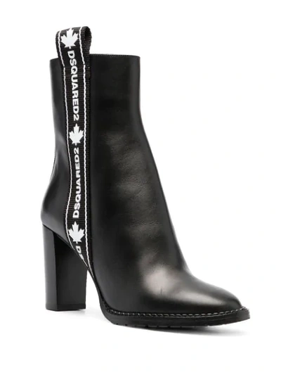 Shop Dsquared2 Logo Stripe Ankle Boots In Black