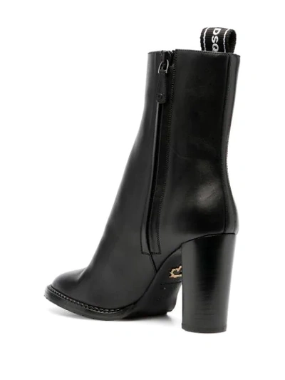 Shop Dsquared2 Logo Stripe Ankle Boots In Black