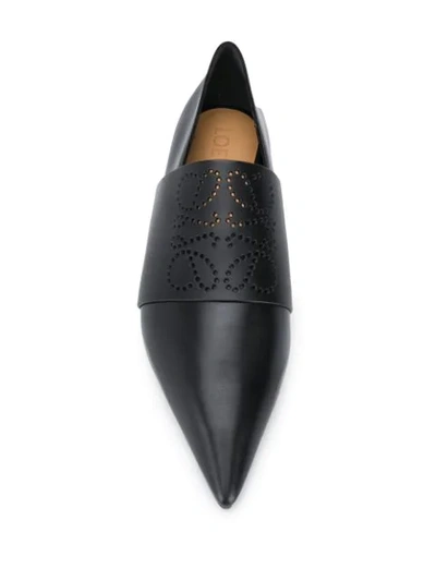 Shop Loewe Pointed Toe Slippers In Black