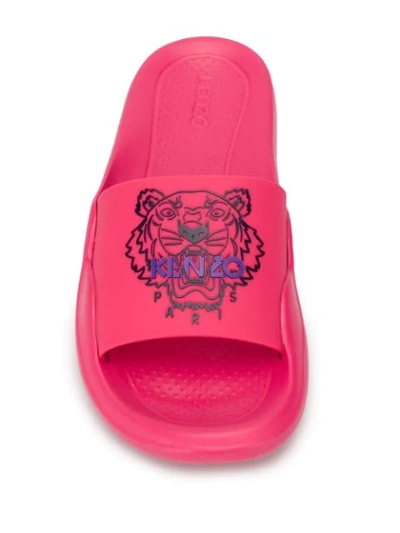 Shop Kenzo Embossed Tiger Slides In Pink