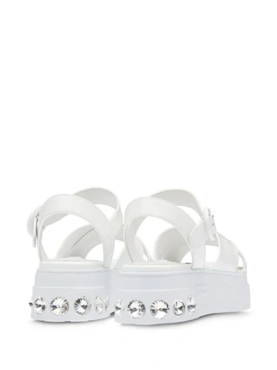 Shop Miu Miu Crystal-embellished Sandals In White