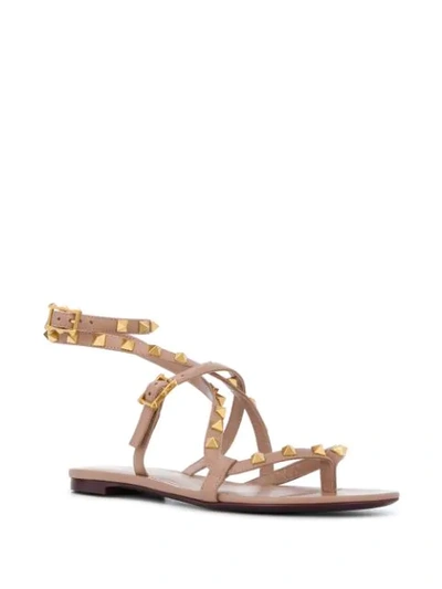 Shop Valentino Rockstud Flair Sandals In Pink