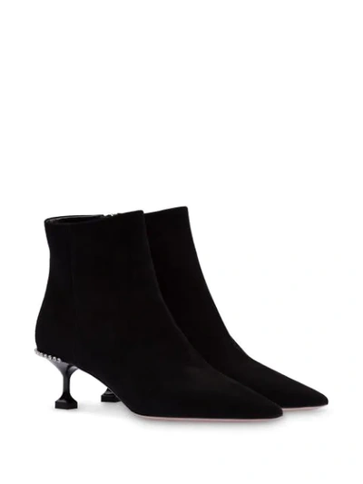 Miu Miu Stretch Pointed Booties In Black