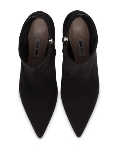 Miu Miu Stretch Pointed Booties In Black