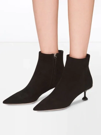 Miu Miu Stretch Pointed Booties In Black