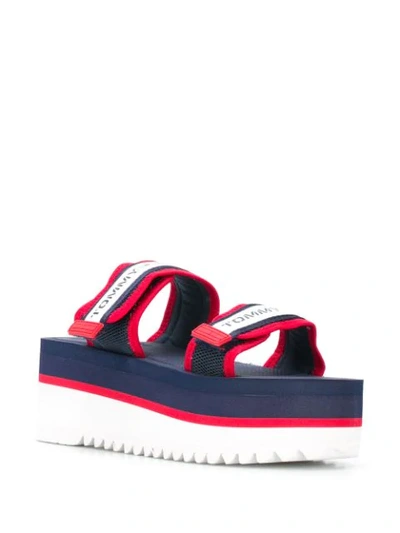 Shop Tommy Jeans Platform-sole Touch-strap Sandals In Blue