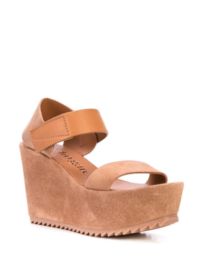 Shop Pedro Garcia Double Strap Wedges In Brown