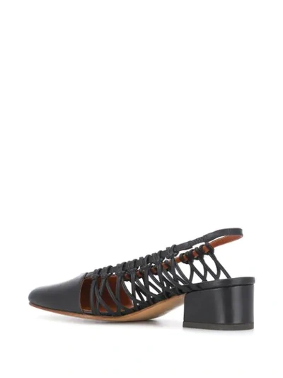 Shop Michel Vivien Cross Woven-panel Slingback Pumps In Black