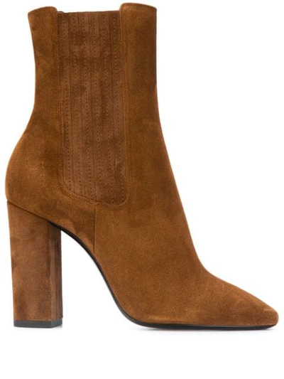 Shop Saint Laurent Lou Chelsea Boots In Brown