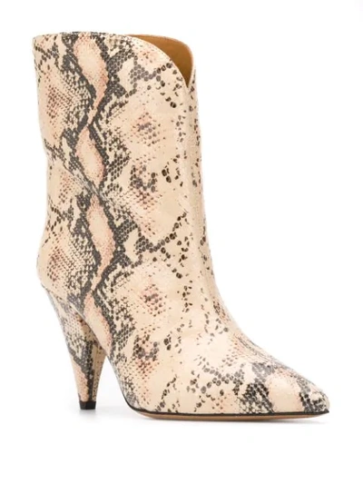 Shop Isabel Marant Snakeskin-effect Cone-heel Boots In Neutrals