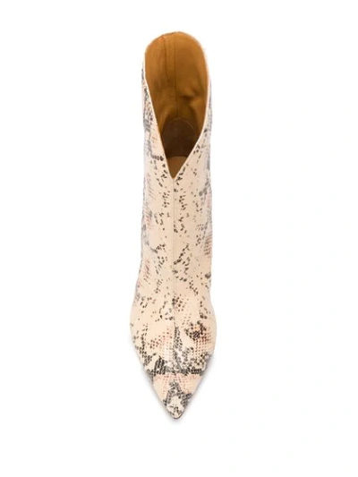 Shop Isabel Marant Snakeskin-effect Cone-heel Boots In Neutrals