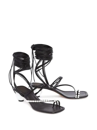 Shop Jw Anderson Pearl Wrap Ankle Sandals In Black
