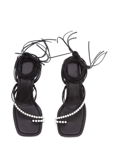 Shop Jw Anderson Pearl Wrap Ankle Sandals In Black