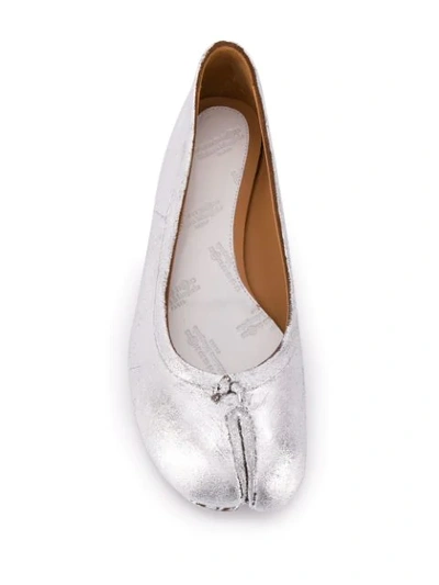 Shop Maison Margiela Metallic Tabi Ballerina Shoes In Silver