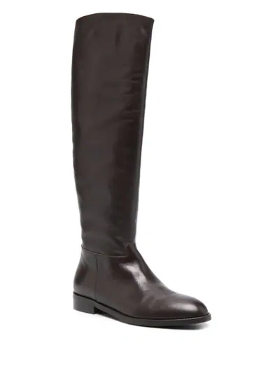 Paul Warmer Knee-high Leather Boots In Brown