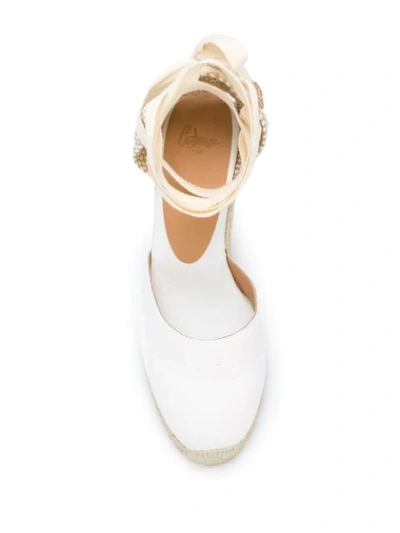 Castaã±er 'carina' White And Beige Canvas Closed-toe Espadrilles Woman In White