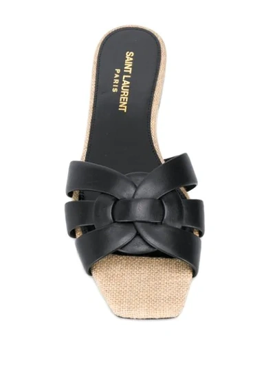 Shop Saint Laurent Tribute Flat Sandals In Black