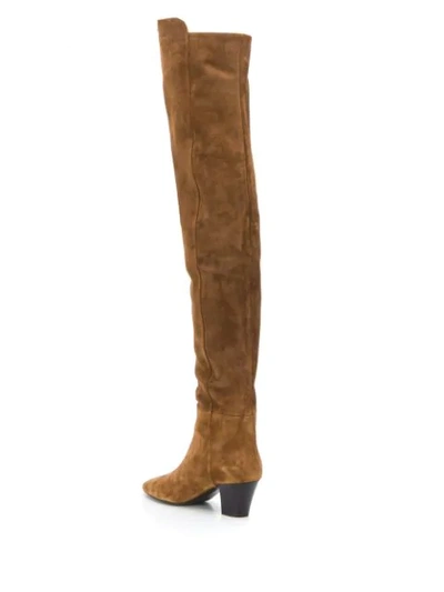 Shop Saint Laurent Thigh-high Boots In Brown