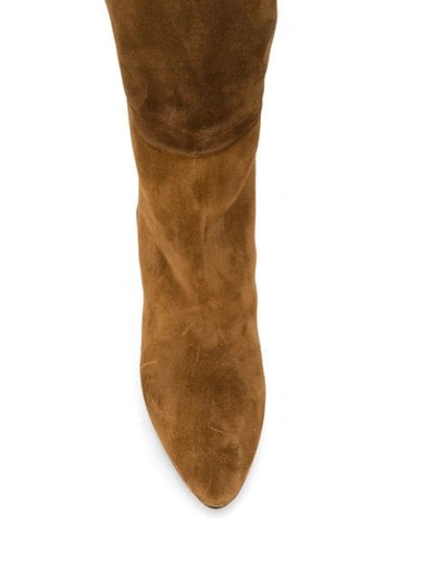 Shop Saint Laurent Thigh-high Boots In Brown