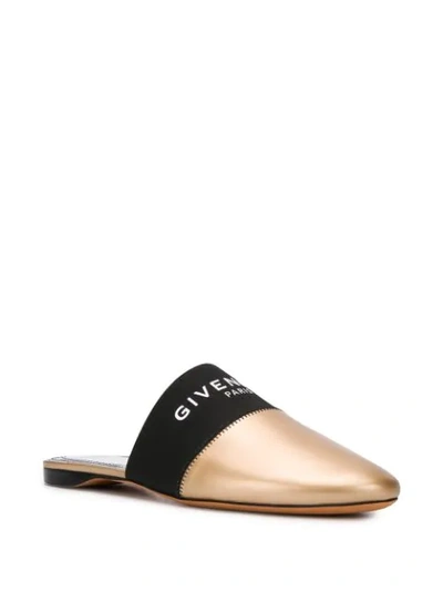 Shop Givenchy Logo Flat Mules In Gold