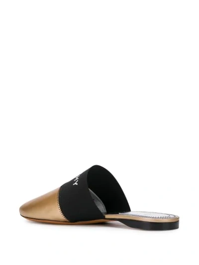 Shop Givenchy Logo Flat Mules In Gold